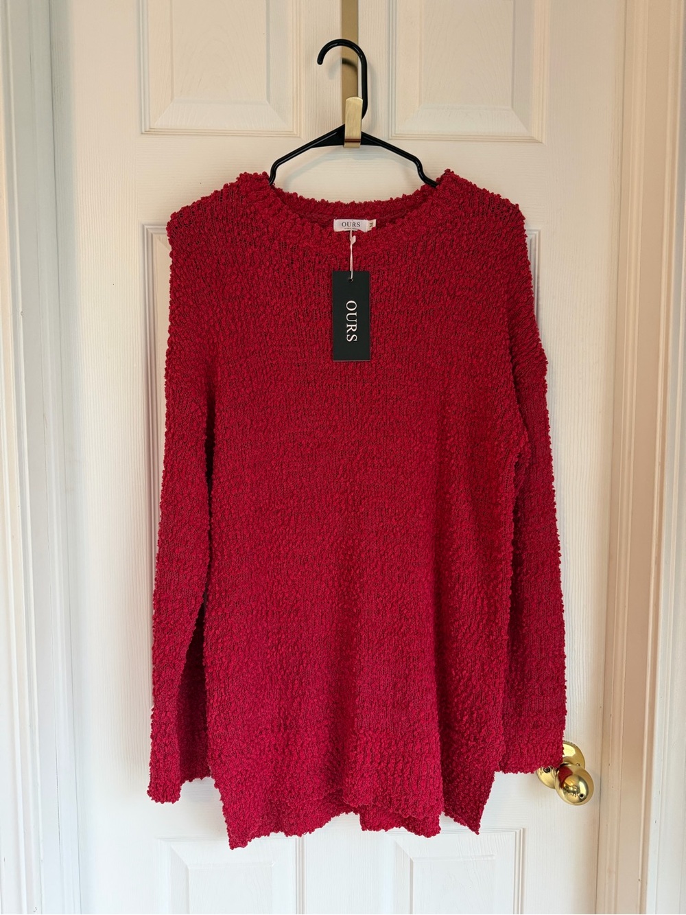 Reddish Fuchsia Crewneck Textured Sweater - Women's